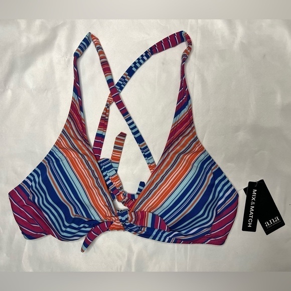 A.N.A. Multi Color Striped Cross Back Bikini Top - Picture 7 of 7